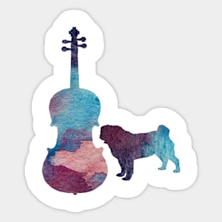 Viola pug art Sticker